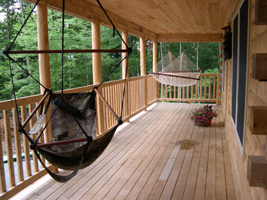 Front Porch with Hammocks - Woodstock Vermont Log Cabin